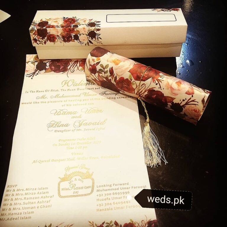 Multicolour Scroll Wedding Cards Pakistan - Wedding Cards & Favour Boxes