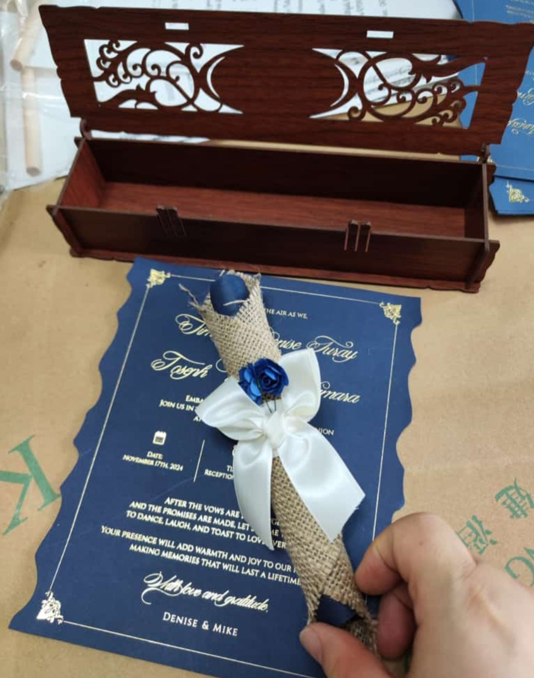 Scroll wedding Cards Lahore | Scroll invitations | Wooden Box Scroll Cards