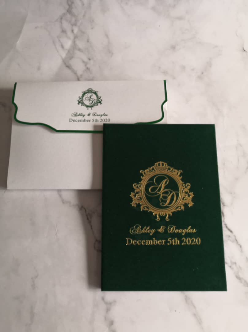 Top Sale wedding cards | Green Velvet Wedding Cards