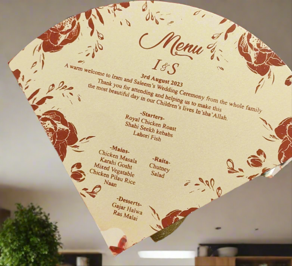 Menu Card Maker Pakistan | Wedding menu Card