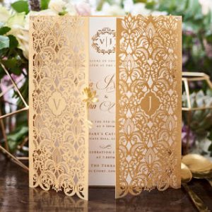 Laser Cut Golden wedding Cards 