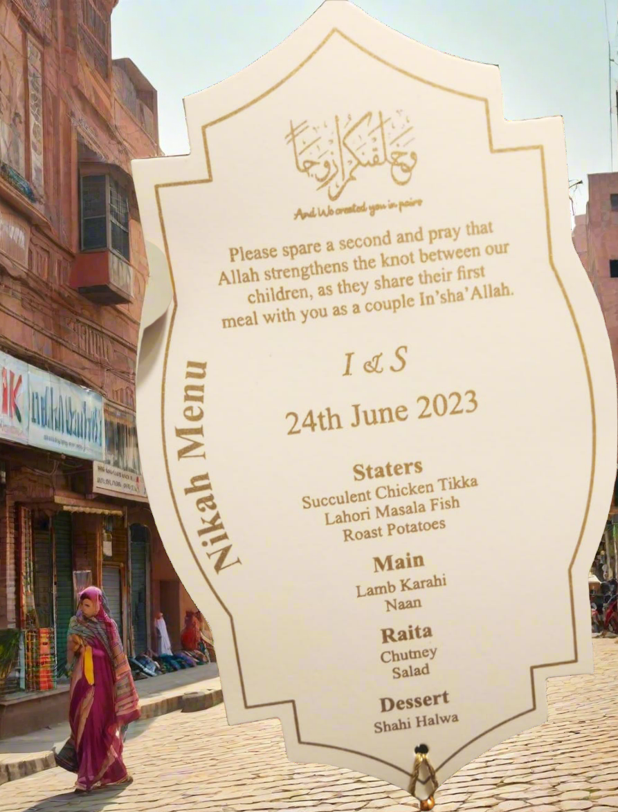 Menu Card Maker Pakistan | Wedding menu Card