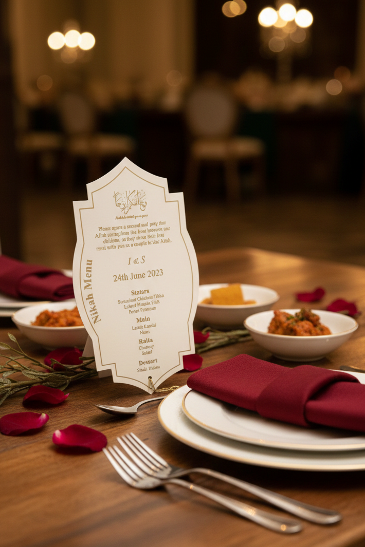 die cut menu card with tasle 