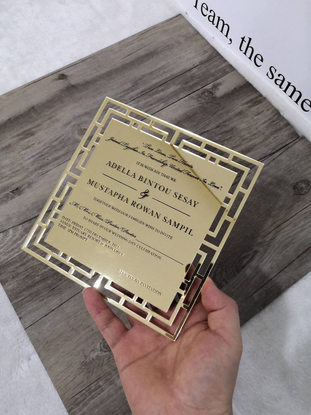 Golden Acrylic Menu Card