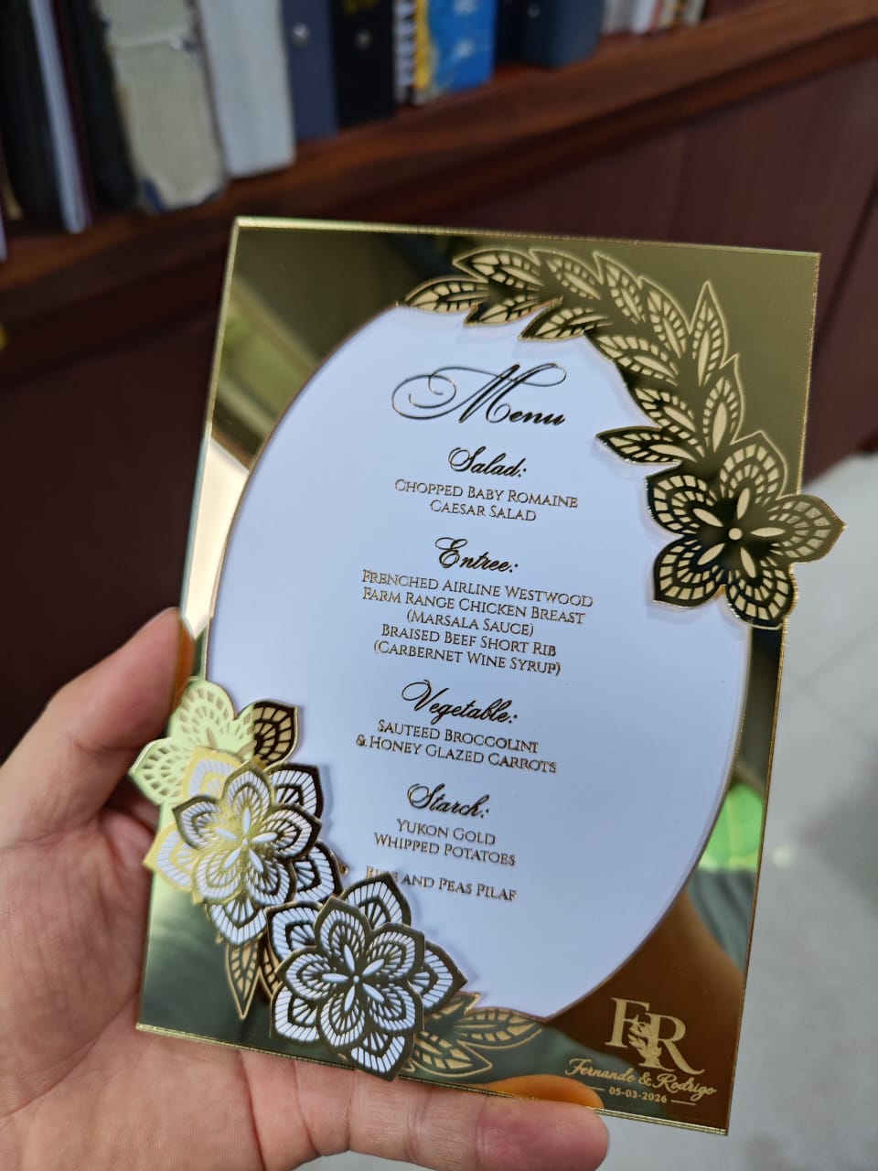 Golden Acrylic Menu Card