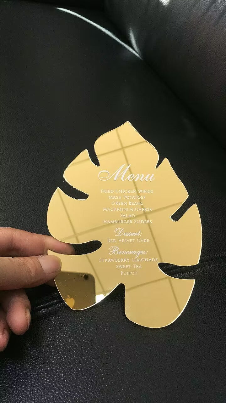 Golden Acrylic Menu Card