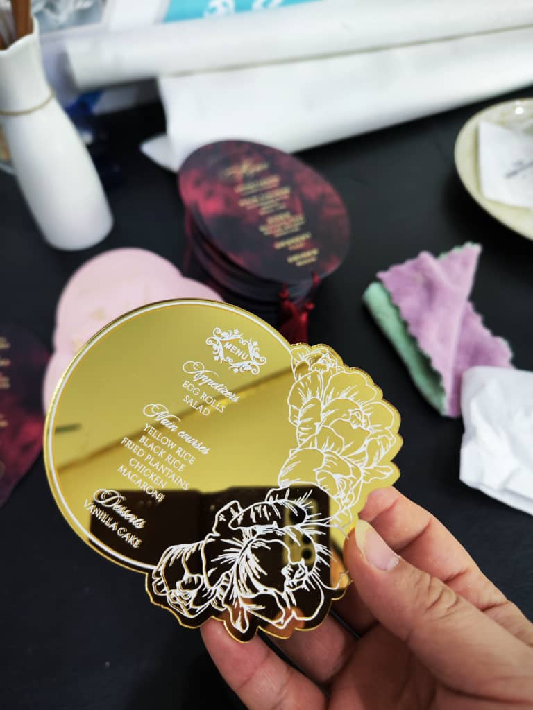 Golden Acrylic Menu Card
