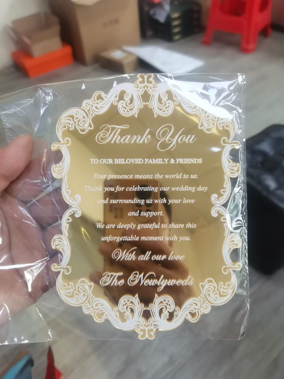 Golden Acrylic Menu Card