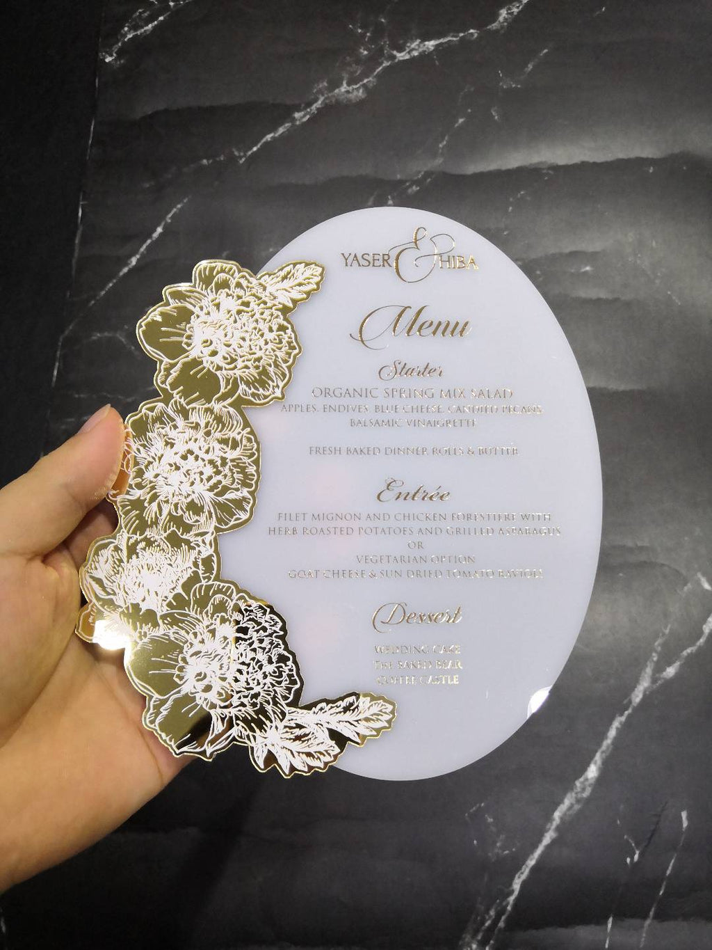 Golden Acrylic Menu Card