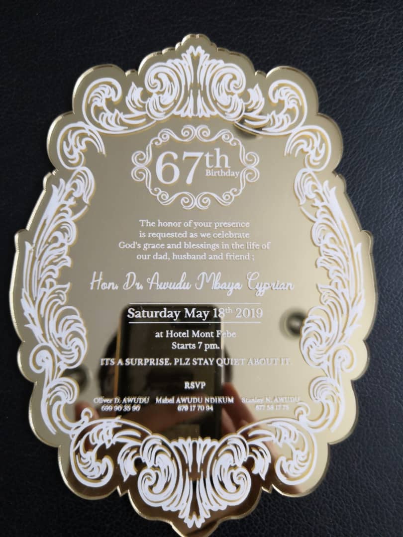 Golden Acrylic Menu Card