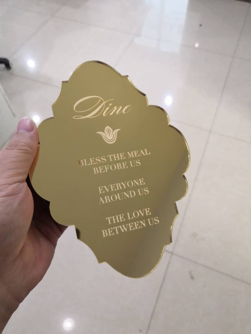 Golden Acrylic Menu Card