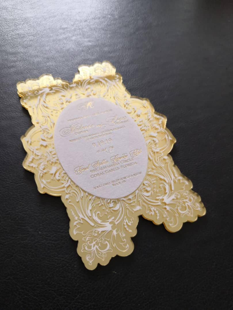 Golden Acrylic Menu Card