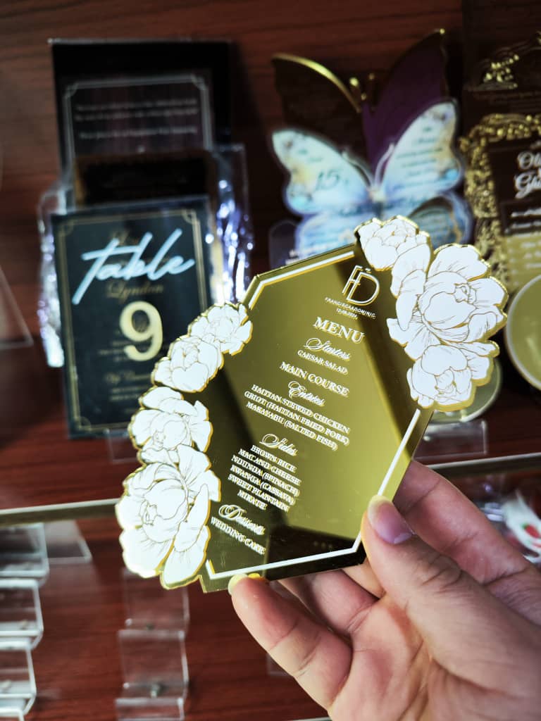 Golden Acrylic Menu Card