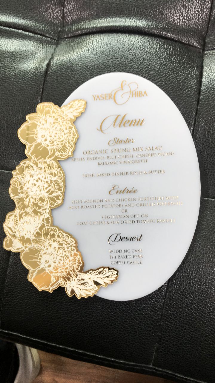 Golden Acrylic Menu Card