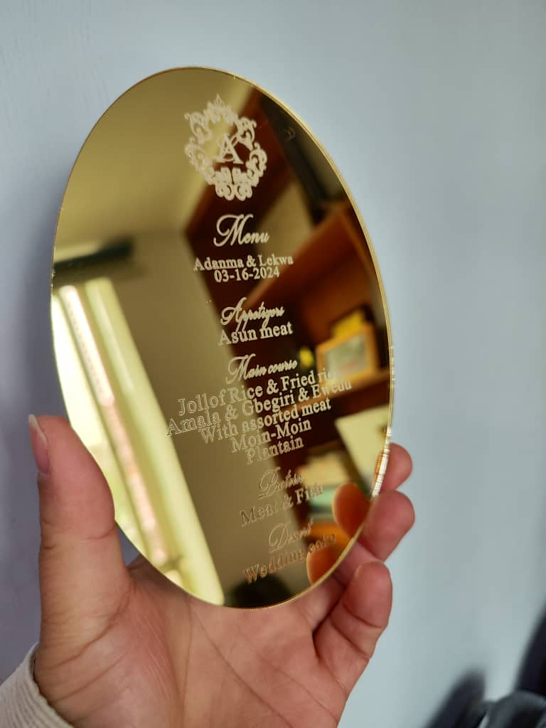 Golden Acrylic Menu Card