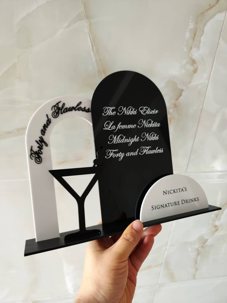 Golden Acrylic Menu Card