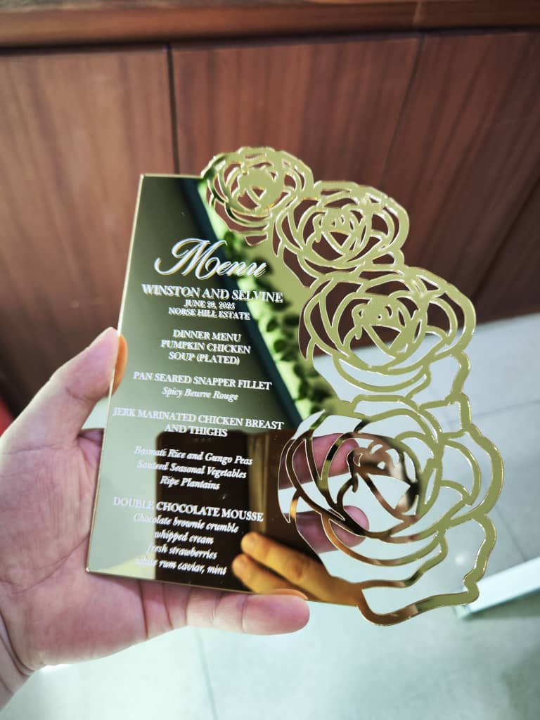Golden Acrylic Menu Card