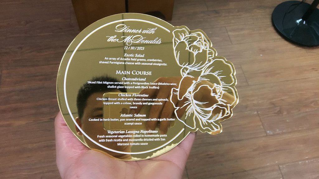 Golden Acrylic Menu Card
