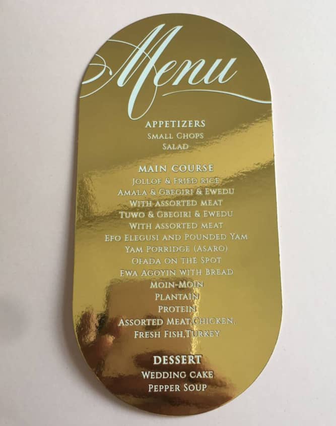Golden Acrylic Menu Card