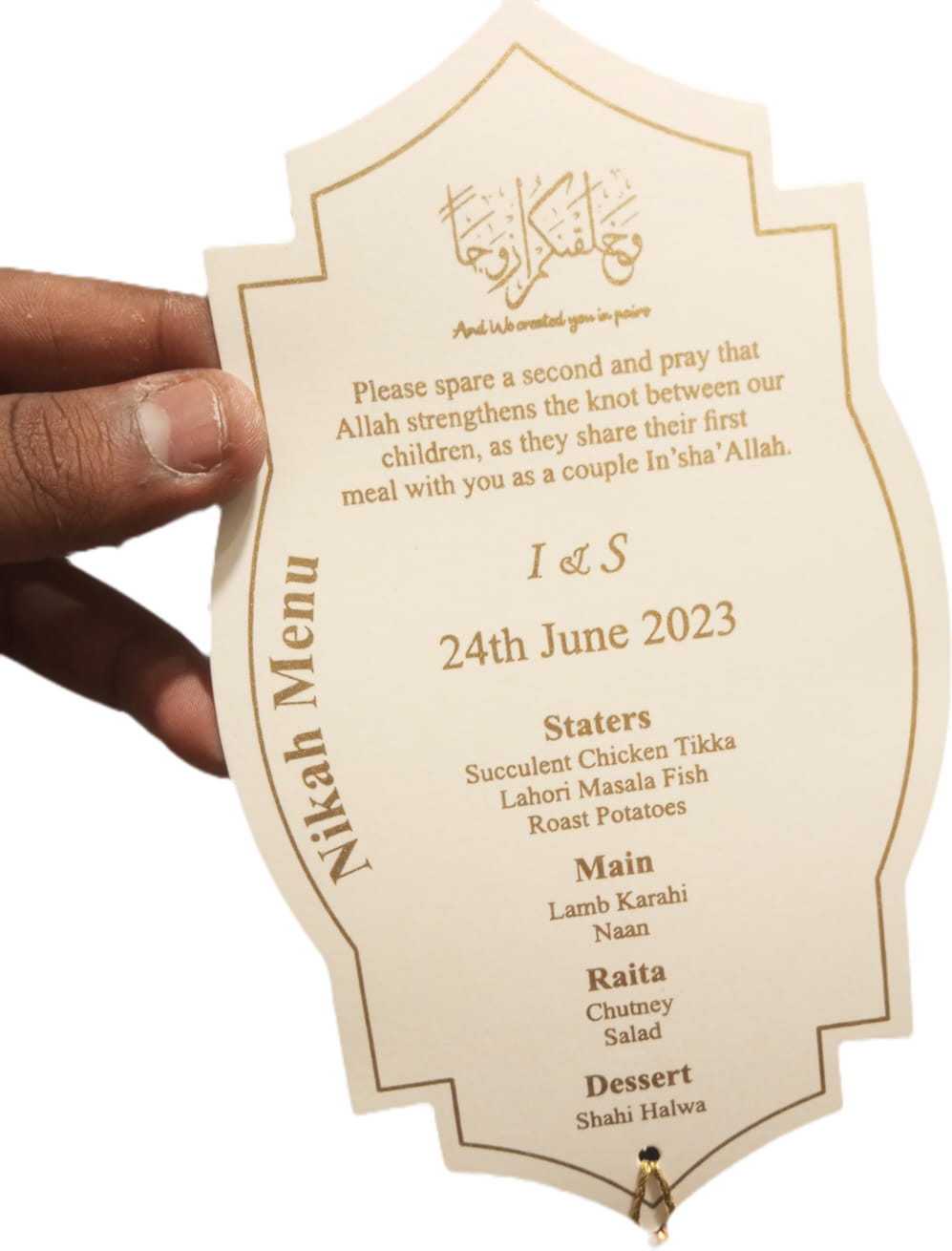 Menu Card Maker Pakistan | Wedding menu Card