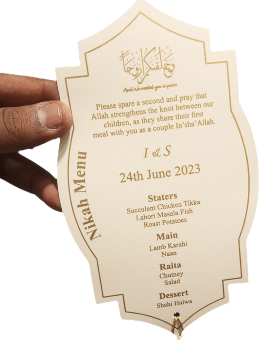 Menu Card Maker Pakistan | Wedding menu Card