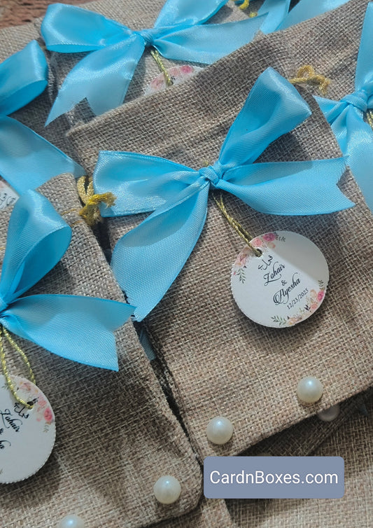 Jute Pouches Pakistan | jute pouches with tag