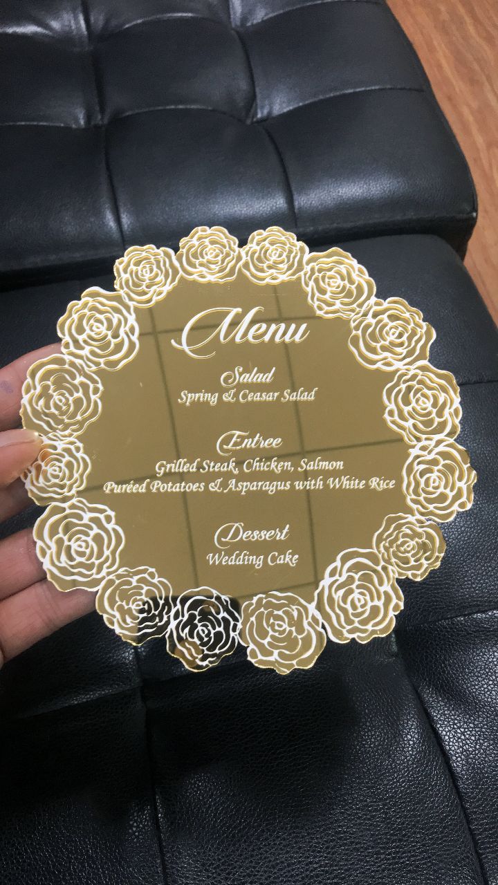 Golden Acrylic Menu Card