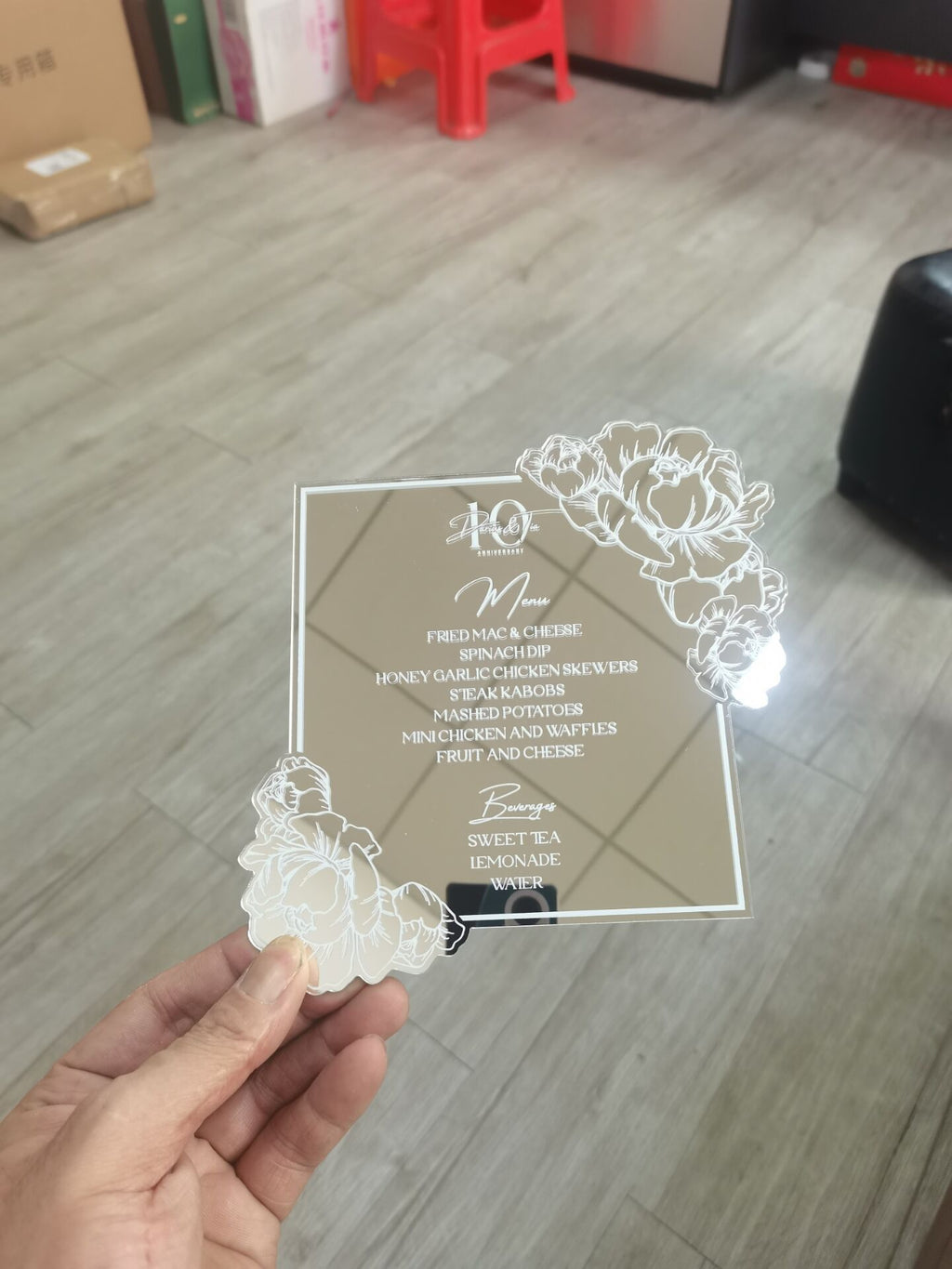 Golden Acrylic Menu Card