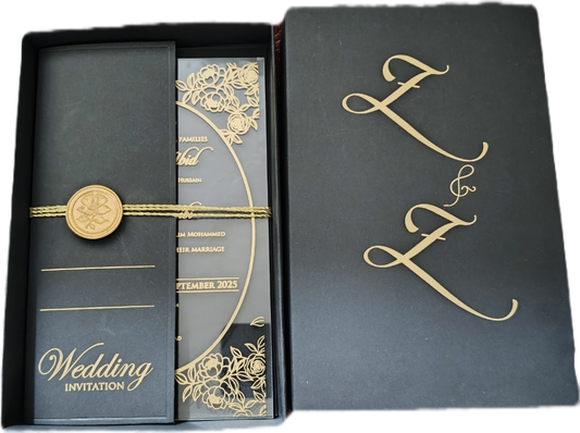 New Style of Box wedding invitations black box with Acrylic cards